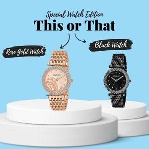 Highend Analogue Diamond Studded Rose Gold and Black Color Combo ...