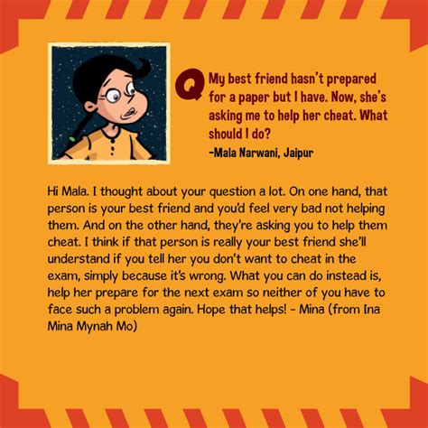 "My best friend wants me to cheat in an exam. Help!" - Dear Tinkle