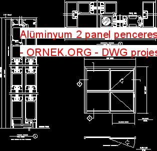 Proje Sitesi | Alüminyum 2 panel penceresi Autocad Projesi