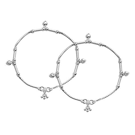 Buy Women 925 Sterling Silver Multi Heart with Balls Anklet Online