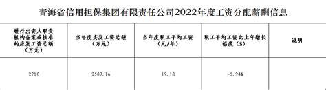 2022年度工资分配信息披露公告 - 青海省信用担保集团