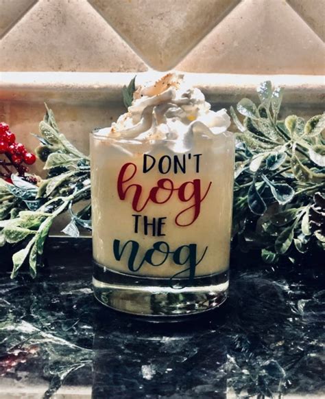 Amazon.com: Don't Hog The Nog egg nog glass. Christmas glass. Christmas ...