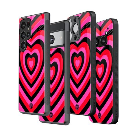 Y2K Black Pink Hearts Aesthetic Phone Cover | Glass Case – Mymerchandize