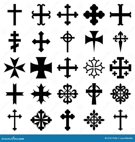 Different Types Crosses Their Meanings Stock Vector