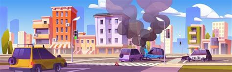 Car accident city road drive crash illustration | Free Vector