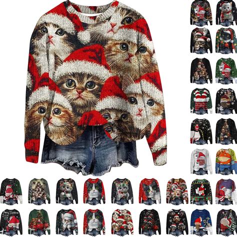Feimerou Cat Christmas Sweater, Ugly Christmas Sweatshirts for Women ...
