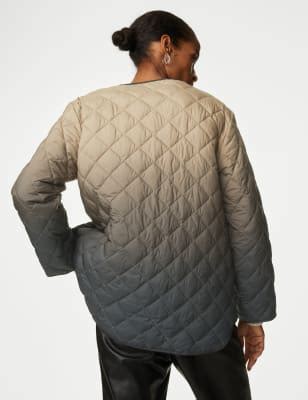 Ombre Quilted Collarless Jacket