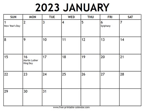 Printable 2023 January Calendar - Free-printable-calendar.com