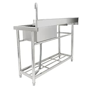 VEVOR Stainless Steel Utility Sink, 39.4 x 19.1 x 37.4 in Free Standing ...