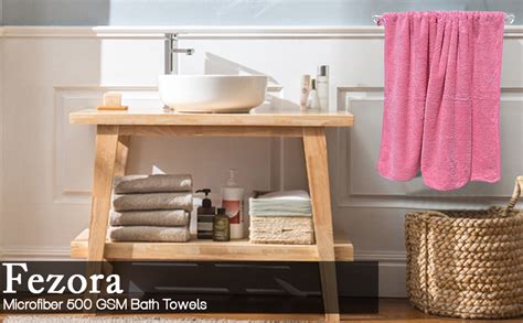 Fezora® Microfiber 500 GSM Bath Towels | (70x140) Extra Soft Plush ...