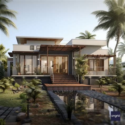 Modern Tropical Single-Floor Home Elevation – Ongrid Design