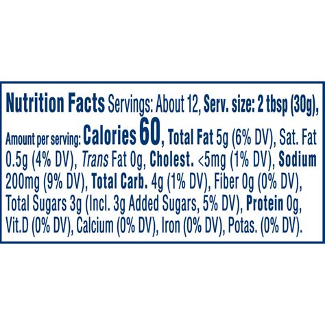 Kraft Tartar Sauce-Nutrition-Facts