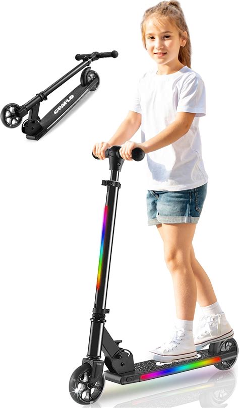 GRAFLO 2 Wheel Kick Scooter - Collapsible Portable Kids Scooter - Lightweight with RGB LED ...