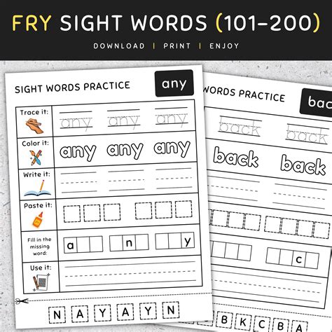Sight Words Bingo Cards: 5th 100 Fry Sight Words, Fun Activities | Made ...