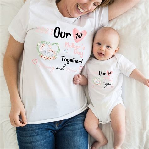 Our First Mother's Day Together T-shirts Mom and Child Personalize Name ...