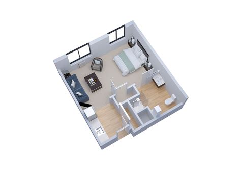 Studio Apartment 3D Floor Plans by The 2D3D Floor Plan Company - Architizer