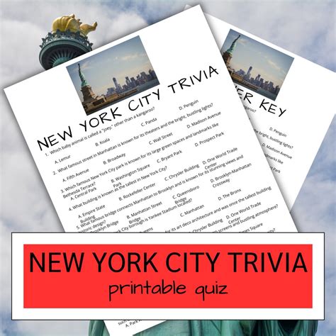NYC Trivia Game: New York City Fun Facts Family Quiz (printable PDF) - Etsy
