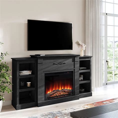 Amazon.com: BELLEZE Modern 70 Inch Electric Fireplace Mantel TV Stand ...
