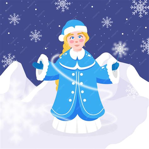 Cute snow maiden character | Premium Vector