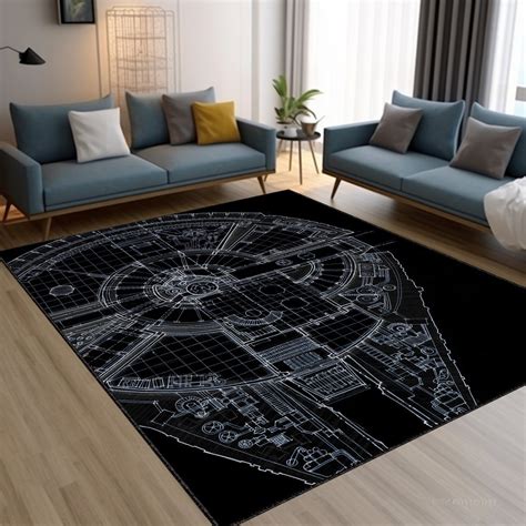 Death Star Plans Rug, Star Wars Decor Rug, Sci Fi Spacecraft Rug ...