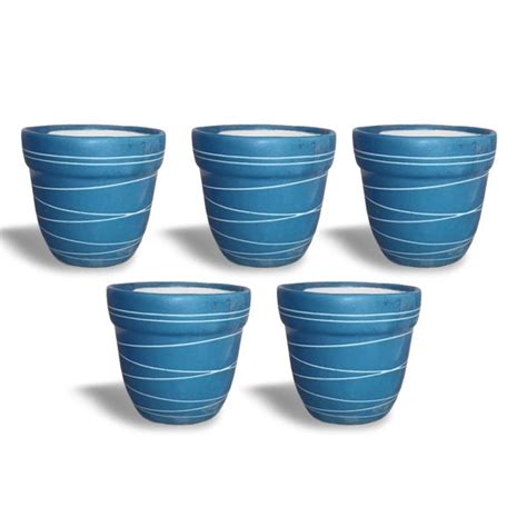 Buy 4.5 inch (11 cm) Thread Design Round Ceramic Pot with Rim online ...