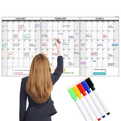 Large Dry Erase Calendar for Wall – Yearly Wall Calendar Dry Erase ...