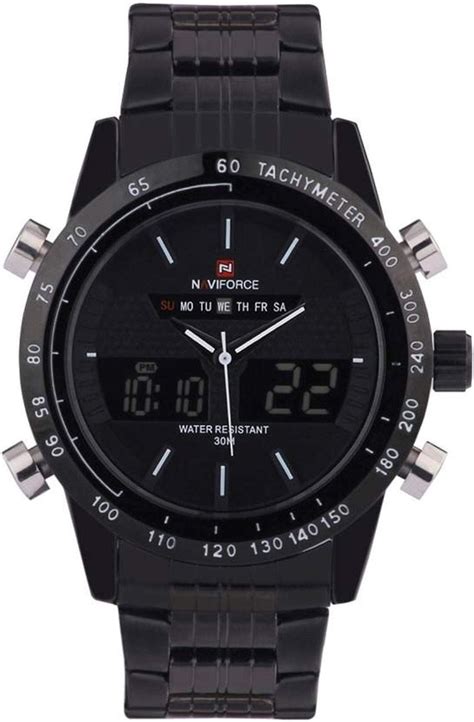 NAVIFORCE Chronograph Men's Watch(Black Dial Black Colored Strap ...