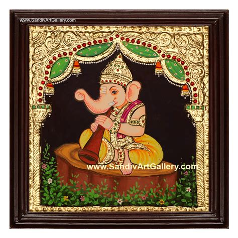 Shop Online Vinayagar Tanjore Painting - Sandiv Art Gallery