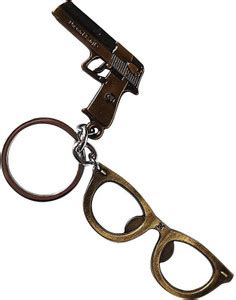 RRCollection Gold Pistol & Goggles Keychain | Metal | Bike & Car ...