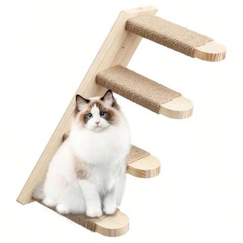 Cat Climbing Shelf 4 Stair Shelf With Jute Scratching Reversible Cat ...