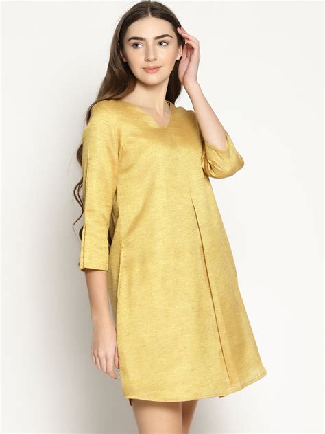 Mid Pleat Dress - Yellow – Studio Y
