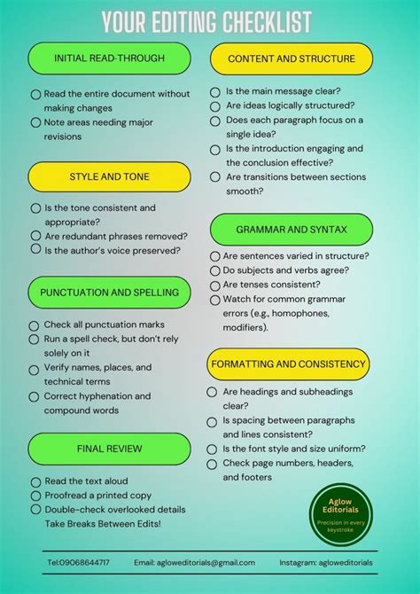 Get YOUR EDITING CHECKLIST by Aglow Editorials on Selar