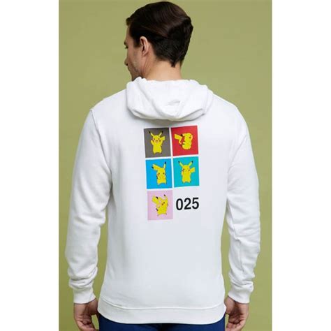 Pokemon - White Printed Hooded Cotton Sweatshirt (LBEPOKESW3) | Celio