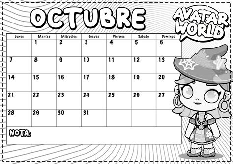 Calendario Octubre 2025 Para Imprimir Y Escribir