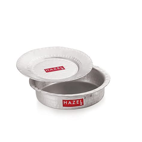 Buy HAZEL Aluminium Langdi Patila Pot with Lid Hammered Finish Round ...