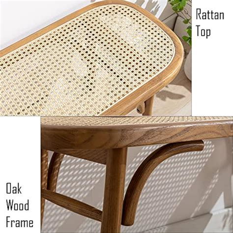 DMFurniture Farmhouse Wood Bench with Rattan Cane Seat for India | Ubuy