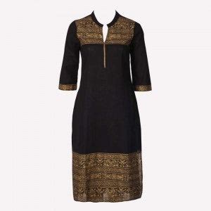 Buy Black Mandarin Neck Full Sleeves kurta Online for Woman | Shop for ...