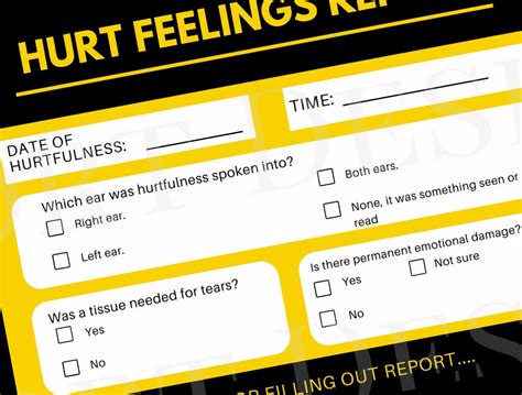 Funny Office Prank Gag Gift Joke Form PDF Printable Hurt Feelings Report Sarcastic Humor ...