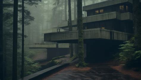 Soviet era brutalist architecture deep in the woods of the north ...