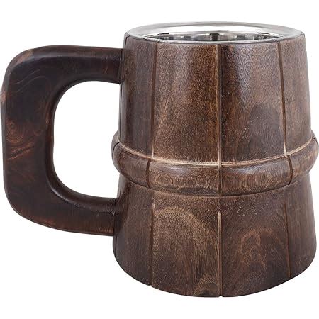 Buy MWC NAG Handmade Mango Wooden & Steel Eco-Friendly Mug for Beer ...