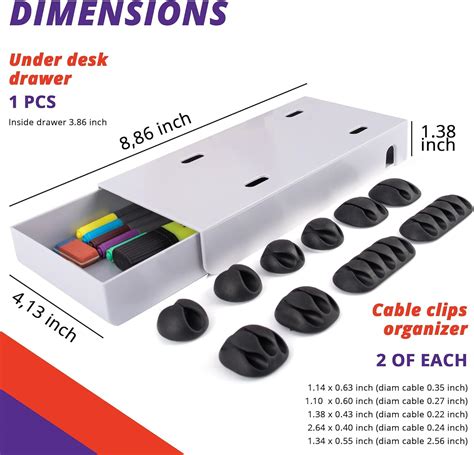 CLICHO Under Desk Organizer and Cable Clips - Sliding India | Ubuy
