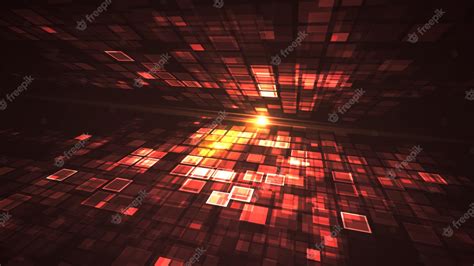 Premium Photo | Abstract red light flashing rectangle grid perspective