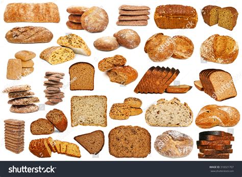 Assortment Of Different Types Of Bread Isolated On White Background ...
