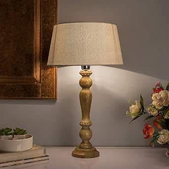 Buy Craftatoz 1`Polka Natural Wood Table Lamp with Khadi Shade Online ...