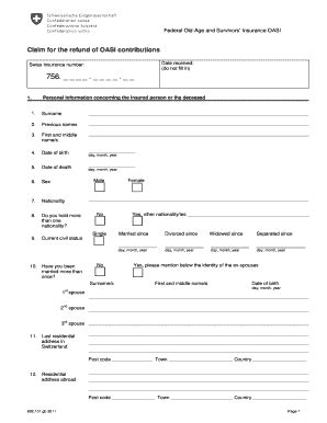 Claim For The Refund Of OASI Contributions - AHV/IV - Ahv-iv - Fill and ...