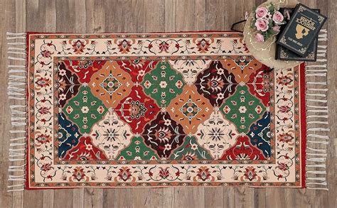 Buy FABANE Handmade Printed Chindi Floor Dhurrie/Rectangular Shape Rugs ...