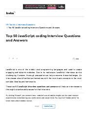 Image result for JavaScript Coding Interview Questions PDF