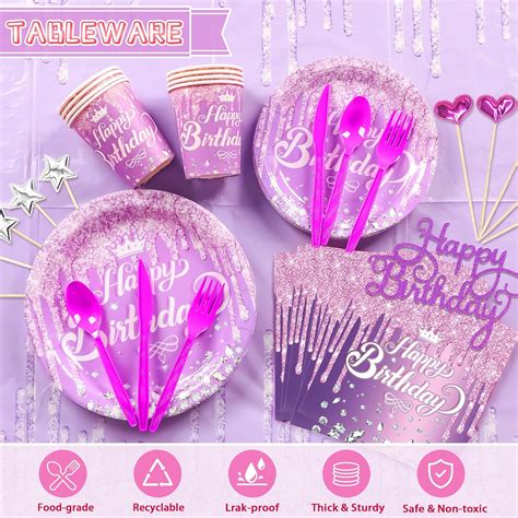 KUGUY Purple and Silver Birthday Decorations for Women India | Ubuy