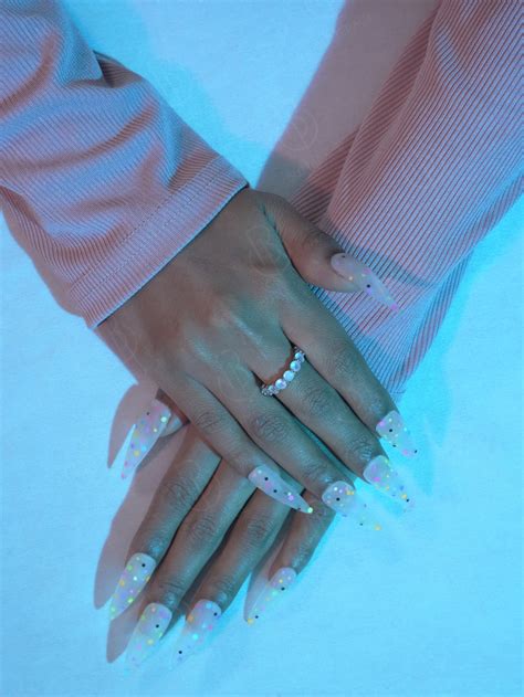 Delightful Neon Polka Press On Nails | Dot Finished Nail - Butterage