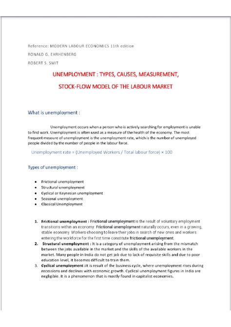 Unemployment types, causes, measurement and stock flow model of the ...